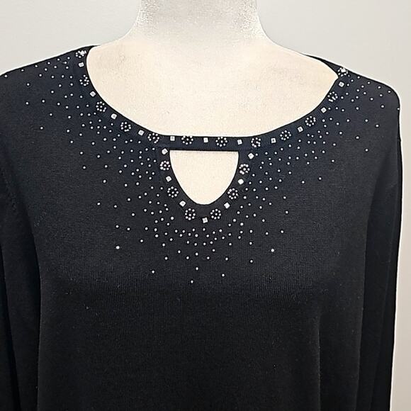 89TH & Madison Womens Plus Size Black w/Rhinestones Lightweight Sweater Size 2X - Picture 5 of 9